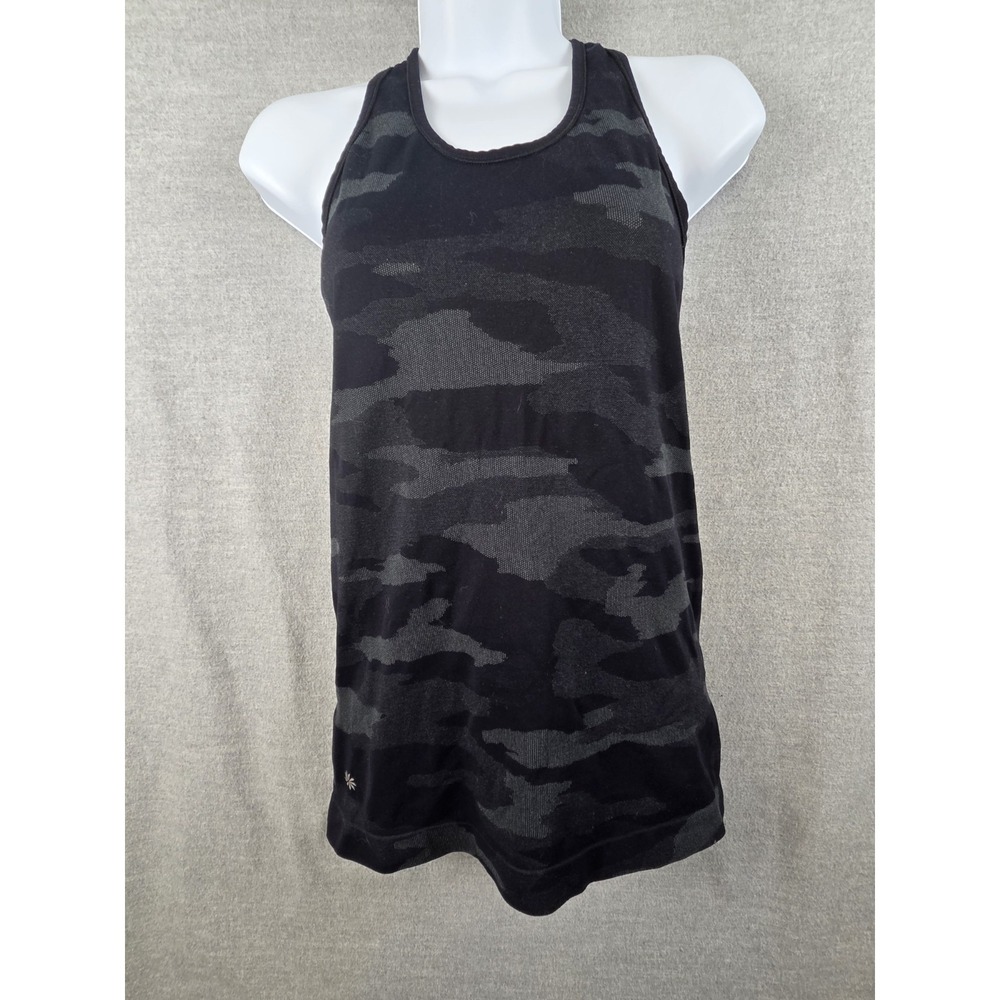 Athleta Speedlight Camo Tank XS Black Racerback Top Shirt Workout Active Stretch